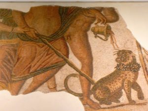 Tunisia: Bardo Museum mosaic detail; Many of the mosaics are labeled