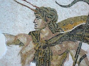 Tunisia: Bardo Museum mosaic detail head of charioteer