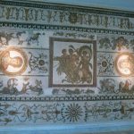 Tunisia: Bardo Museum huge ornate mosaic detail with centaurs pulling chariot