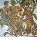 Tunisia: Bardo Museum ornate mosaic detail  of centaurs pulling chariot