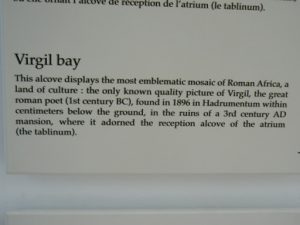 Tunisia: Bardo Museum label for mosaic of poet Virgil
