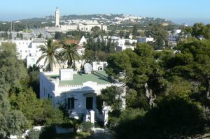 Tunisia: overview of modern Carthage  (private house in foreground)