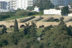 Tunisia: overview of modern Carthage Roman catacombs in foreground