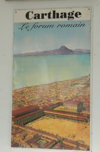 Tunisia: Carthage reconstruction painting of the ancient forum and acropolis; Carthage