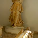 Tunisia: Carthage Museum - two Punic sarcophagi and statue
