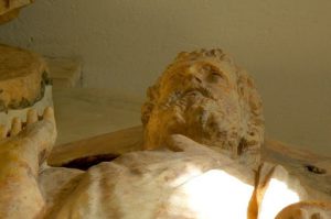 Tunisia: Carthage Museum - detail of Punic sarcophagus