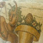 Tunisia: Carthage Museum - mosaic detail;  notice tattoo (?) on