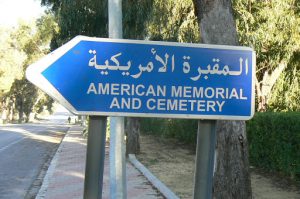 Tunisia, Carthage American war cemetery sign