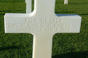 Tunisia, Carthage cemetery - Foy Draper grave stone  Foy Draper (November