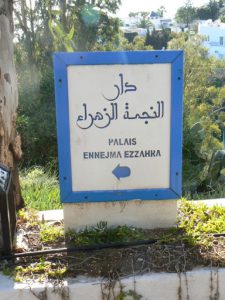 Tunisia, Sidi Bou Said, entry walk to the palace Ennejma