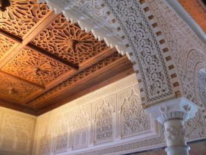 Tunisia, Sidi Bou Said, intricate stucco carved arches  and delicate