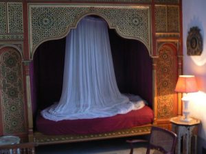 Tunisia, Sidi Bou Said, bedroom in Ennejma Ezzahra