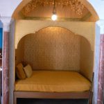 Tunisia, Sidi Bou Said, alcove bed in Ennejma Ezzahra  with