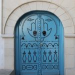 Tunisia, Sidi Bou Said decorative studded door