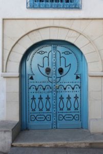 Tunisia, Sidi Bou Said decorative studded door