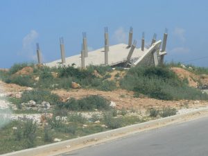 Albania, Saranda city - demolished new building; if a building is