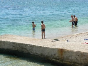 Albania, Saranda city - swimming area in the harbor