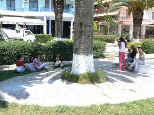 Albania, Saranda city - local girls with cells phones