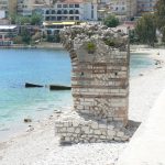 Albania, Saranda city - stone base of an archway that may