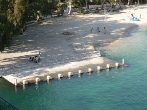 Albania, Saranda city - swimming area in the harbor showing the