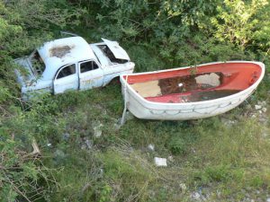 Albania, Saranda city - abandoned junk is left where it