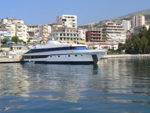 Albania, Saranda city with ferry boat to Greece