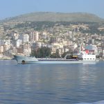 Albania, Saranda city - view from the Adriatic Sea; Saranda is