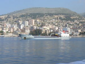 Albania, Saranda city - view from the Adriatic Sea; Saranda is