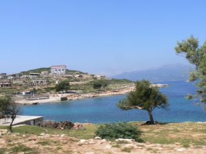 Albania, Saranda city - view of the sea and  Corfu