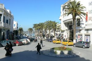 Tunisia, La Marsa - one of the main streets