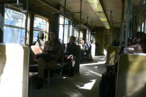 Tunisia, La Marsa - inside tram