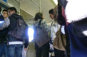 Tunisia, La Marsa - students use tram to commute to