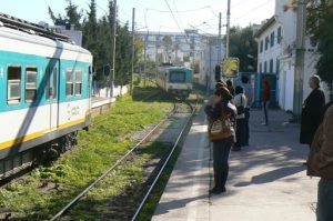 Tunisia, La Marsa - tram station; trams go about every