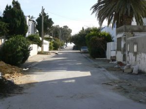 Tunisia, La Marsa - back street with private homes,  some