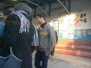 Tunisia, La Marsa - students use tram to commute to