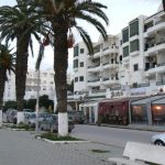 Tunisia, La Marsa - condos and cafes along the promenade