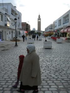 Tunisia, La Marsa - another view of cobblestone street with