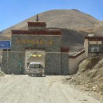 Entering a small village inside Qomolangma National Nature Preserve.