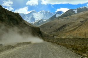 Continuing our drive into Qomolangma Preserve  along dry gravel roads