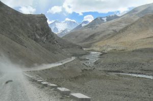 Continuing our drive into Qomolangma Preserve  along dry gravel roads