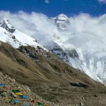 A close-up telephoto view of the north Face on the