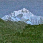 An unfortunately grainy image of the mountain after sundown. Note the