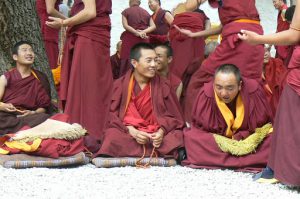 Tibet: Lhasa - young monks during learning debate