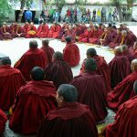 Tibet: Lhasa - monks chanting after debate session