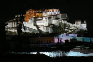 Tibet: Lhasa - night view of the enormous and