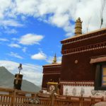 Tibet: Lhasa - Potala Palace - view of mountains from