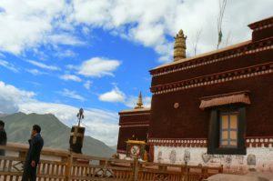 Tibet: Lhasa - Potala Palace - view of mountains from