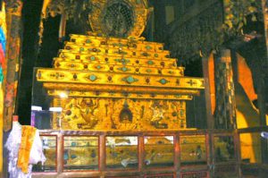 Tibet: Lhasa - Potala Palace - golden sarcophagus of 13th