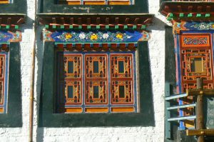 Tibet: Lhasa - Tibetan Quarter of the city;  architectural window