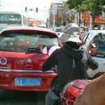 Tibet: Lhasa - Tibetan Quarter of the city;  traffic jam